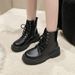 Martin Women, New Autumn And Winter Style, Fleece-Lined White Short Boots, Thick-Soled British Style Motorcycle Boots_vogvips.com