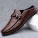 Half-drag Casual Men's Casual Shoes Service Men's Casual Leather Shoes Soft-soled Lazy Loafers_vogvips.com