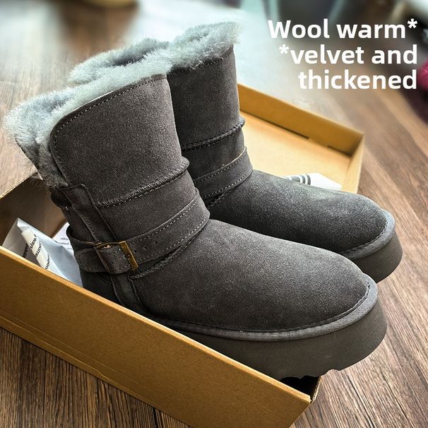 Northeast Anti-Slip Thick-Soled Mid-Calf Snow For Women 2025 Winter New Furry Warm Round-Toe Cotton Shoes With Fleece_vogvips.com
