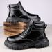 Martin Boots Men's High-top Velvet Warm Outdoor Casual Leather Shoes Tooling Snow Leather Boots_vogvips.com