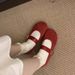 Suede Soft-soled Round-toe Shallow Single New Vintage French Gentle Fairy Mary Jane Shoes, Ballet Flats_vogvips.com