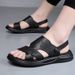 Top Layer Cowhide Sandals Summer 2025 Soft Soled Beach Shoes Men's Casual Wear, Suitable For Both Middle-aged Elderly_vogvips.com