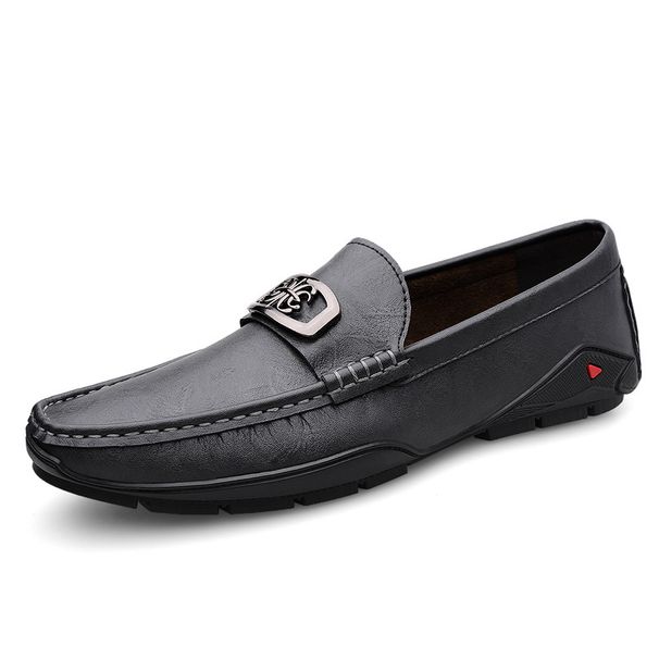 Men's Doudou Shoes Driving Shoes Low-top Pure Leather Surface Metal Trim Foot Cover Large Size Casual Shoes Small Leather Shoes_vogvips.com