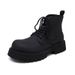 Martin Boots Men's Black High-top Leather Shoes Thick-soled Heightening Medium-top Retro Tooling Short Boots_vogvips.com