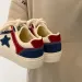 Womens Red Blue Star Patch Sneakers Thick Rope Laces Low Top Casual Shoes_vogvips.com