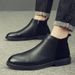 Leather Boots Men's Short Boots Zipper Martin Boots Men's Leather High Top Men's Boots Korean Version Chelsea Boots Tide_vogvips.com