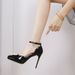 968-8 Ultra-high Slim Heel Pointed Waterproof Platform Square Buckle Patent Leather Hollow Back Strap Women's Singles_vogvips.com