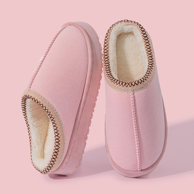 Women's Shoes Cotton Slippers For Men And Women Winter Thick Soled Plush Cotton Slippers New Winter Plus Velvet Couple Home Cotton Slippers_vogvips.com