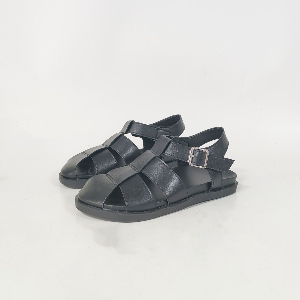 Summer New Style Closed-Toe Flat Adjustable Buckle Cross Strap Comfortable Beach Breathable Women's Sandals_vogvips.com