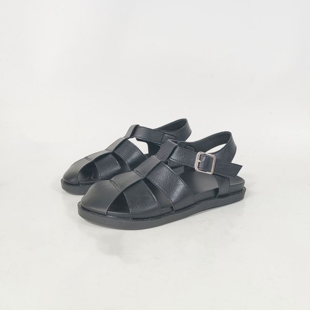 Summer New Style Closed-Toe Flat Adjustable Buckle Cross Strap Comfortable Beach Breathable Women's Sandals_vogvips.com