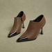 Women's Metallic Square-toed Deep-cut High-heeled With Thin Heels, Elegant 2025 New Style Anti-kick Ankle Boots, Brown_vogvips.com