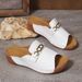 Large Size Casual Fashion Simple Metal Buckle Fish Mouth Slippers_vogvips.com