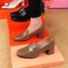 Mid Heeled Women's Shoes Spring And Autumn New Fashion Square Toe Shiny Surface, One Foot Kick Middle-aged Thick Heel_vogvips.com