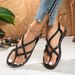 Cross-border Women's Flat | 2026 Summer New Solid Color Woven Thong Sandals Women For Outdoor Wear Wholesale_vogvips.com