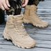 Outdoor High-top Boots Men Anti-slip Flat Comfortable Combat Boot Men Breathable Wear-resistant Casual Lace-up Hiking Shoes Men_vogvips.com
