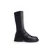 Round Toe Pleated Chunky Waterproof Platform Thick Sole Mid Heel Ankle Slimming Elastic Slouchy Mid-Calf Boots_vogvips.com