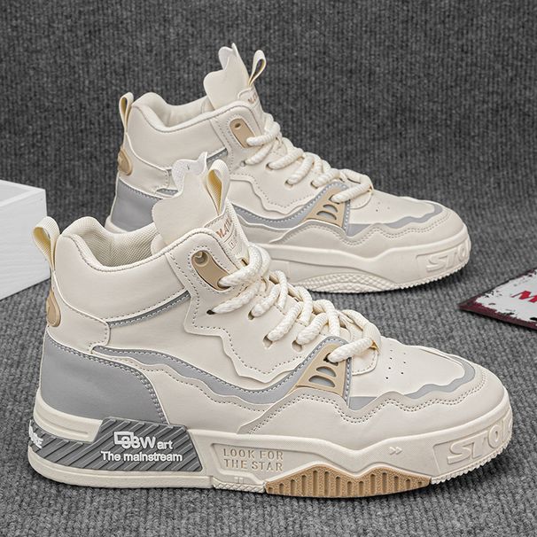 Men's Big Size High Top Casual Skate Shoes Fashion Trend Sneakers Comfort Walking Shoes Plus Size 41-48 Breathable Lace Up_vogvips.com
