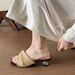 Retro French-style Woven Chunky Heel Wedge Sandals Women, 2026 New Summer Model, Suitable For Wearing With Skirts_vogvips.com