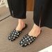 Cover Toe Polka Dot Mules Slippers W Leather Cross Band Slides Shoes Cutout Sandalias Mujer 2022 Summer Flip Flops_vogvips.com