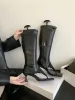 Womens Black Peep Toe Knee Non Slip High Stiletto Heel Side Zipper Sandal Boots_vogvips.com