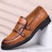 Men's Slip-On Loafers - Waterproof & Slip-Resistant Casual Dress Shoes With Buckle Detail, Comfortable PU Leather Upper, Rubber Sole_vogvips.com