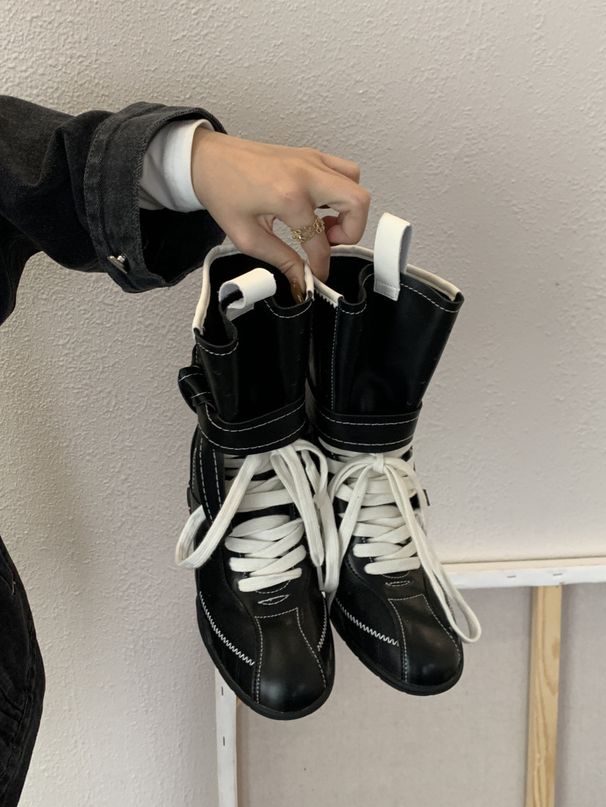 Women Boxing Boots Inner Height Increase Niche Design Boxing Lace-Up Training Women's Early Autumn Short Boots_vogvips.com