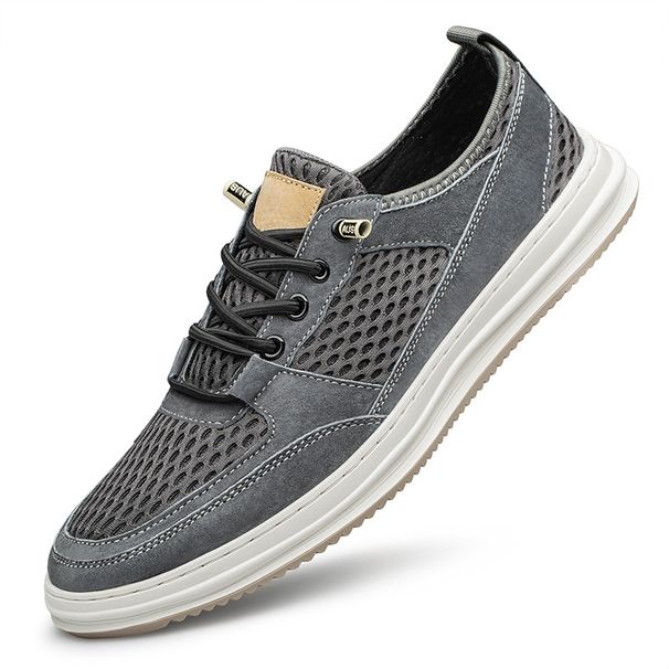 European Station Men's Mesh Board Shoes Top Layer Pig Bage Plus Hole Mesh Casual Tide Live_vogvips.com