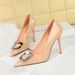 Rhinestone Belt Buckle Women's Shoes High Heels Patent Leather Shallow Mouth Pointed High Heel Single Shoes_vogvips.com