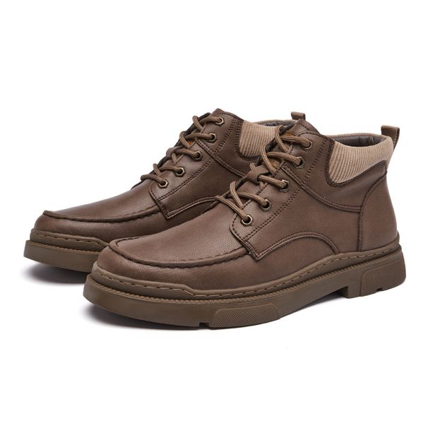 Light Luxury Men's Martin Boots Retro Medium Help Light Luxury Outdoor Non-slip Tooling Boots Leather Boots Men's Shoes_vogvips.com