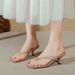 French Style Square Toe High Heels Stiletto 2025 New Summer Fashion Clip-Toe Flip-Flops Elegant Kitten Heel Sandals_vogvips.com