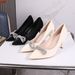 2025 New Women's Pointed Toe Bowknot Rhinestone High Heel Shallow Mouth Single Shoes European And American Style_vogvips.com