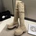 Elegant Leg-Lengthening For Women 2025 Autumn Winter New High Casual Versatile Soft Surface Foldable Mid-Calf Boots_vogvips.com