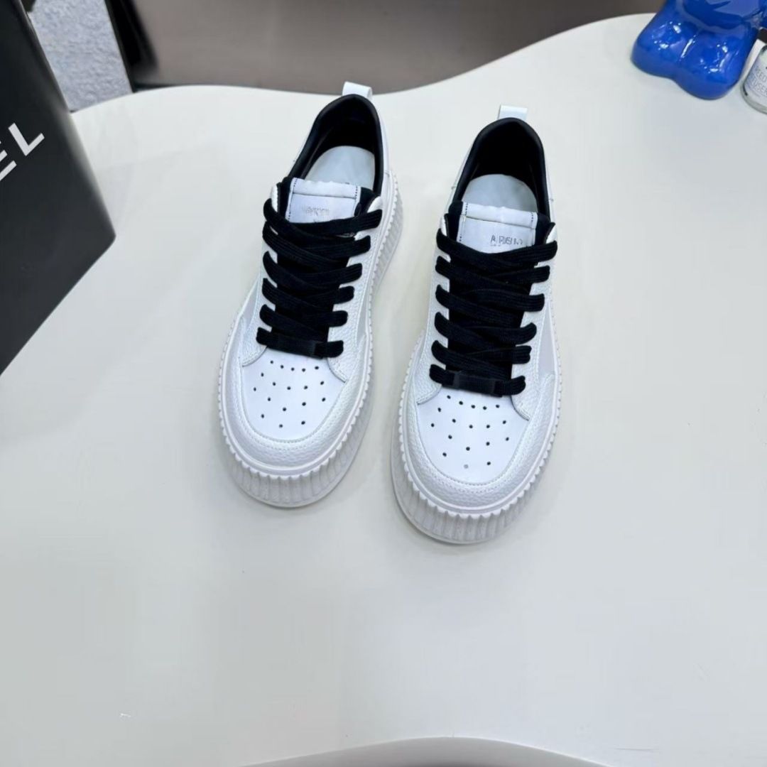 High Version Little New Hidden Wedge Panda Cookie Thick Sole 25 New Style White Shoes Women Lace-Up Platform Casual_vogvips.com