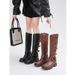 Genuine Over-the-Knee For Women 2023 Autumn New Style Leather Buckle Western Cowboy Metal Knight Boots_vogvips.com