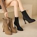 Women’s Shoes High Heel Short Boots Single Boots French Retro Brown Chunky Heel Platform Fashion Boots_vogvips.com