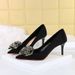 18249-AH52 Wind Light Luxury Banquet Women' Thin High Heel Silk Shallow Mouth Pointed Water Diamond Flower Single_vogvips.com