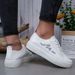 2026 New Spring/Summer Breathable Leather White Shoes With Hollow Mesh Design, Soft Sole, Versatile, Comfortable Casual_vogvips.com