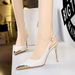 373-19 Wind Heels Women's High Thin Heels, Shallow Mouth Metal Pointed Hollow Back Strap Single Shoes_vogvips.com