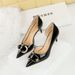 638-AK38 European And American Style Banquet Women's Thin High Heel Shallow Mouth Pointed Toe Patent Leather Side Hollow_vogvips.com