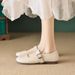 French Mary Jane Shoes Fairy Style One-word Buckle Shallow Mouth Flat Sole Shoes Large Size Women's Shoes_vogvips.com