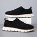 Men’s Knit Mesh Casual Shoes, Breathable Elastic Lace‑Up Low‑Top Sneakers, Non‑Slip Sole Trainers, Casual Daily Walking Footwear_vogvips.com