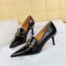 598-1 European And American Retro Fashion Shoes, Stiletto High Heels, Pointed Toe With Metal Buckle, Women's Pumps_vogvips.com