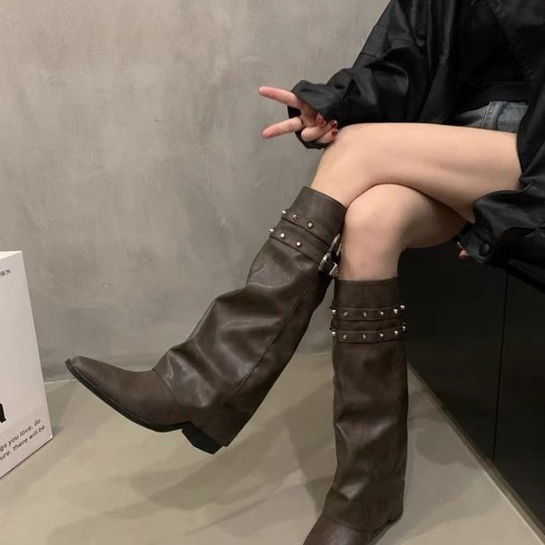 American Style Spicy Girl Belt Buckle Booties Women's 2025 Early Autumn New Niche Design Short Western Boots_vogvips.com
