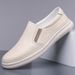 Spring White Shoes Leather Breathable Men's Doudou Shoes Casual Soft Leather One-pedal Lazy Shoes Men's Shoes_vogvips.com