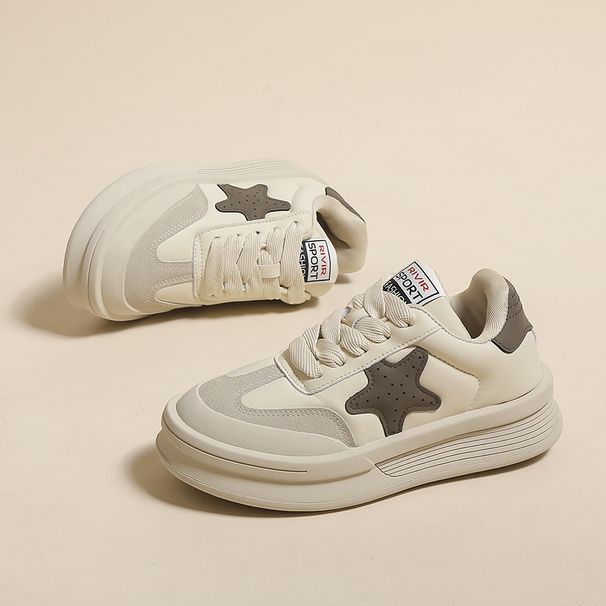 De Xun Women's New Spring And Autumn Season Thick Soled White Casual Sports Board Trendy Forrest Gump Shoes_vogvips.com
