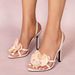 Women S Three Dimensional Floral Decorative Back Ankle Strap Round Toe Stiletto Sandals Fashion Party Heels_vogvips.com