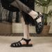 Flat Bottomed Hollowed Out For Women's Summer New Korean Woven Roman Shoes With A Toe Bag And Back Empty Sandals In_vogvips.com