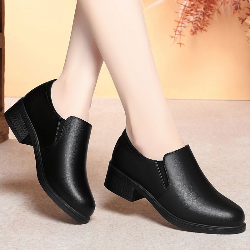 wangjia Wangjia Dropshipping Soft Sole Black Formal Leather Professional Work Single Deep Mouth Women S Shoes Spring_vogvips.com