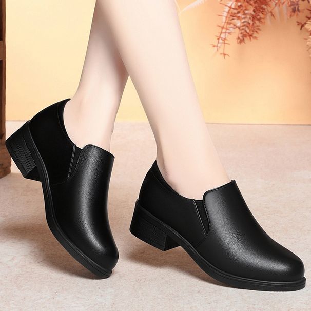 wangjia Wangjia Dropshipping Soft Sole Black Formal Leather Professional Work Single Deep Mouth Women S Shoes Spring_vogvips.com