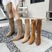 Binli Genuine New Western Knight Leather Over-the-Knee Long Slip-On Square Heel High Women's Boots_vogvips.com